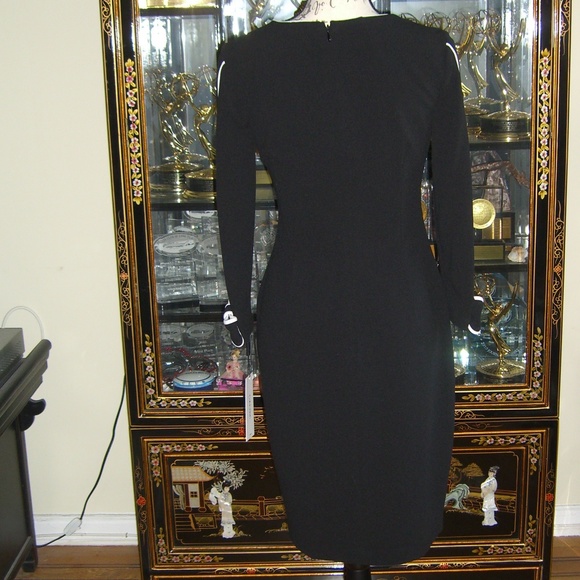 CALVIN KLEIN BLACK LONG SLEEVE BOW ACCENTED DRESS - Picture 4 of 7
